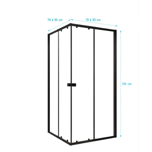 Ensemble portes de douche coulissantes extensibles Noir 80/90x185cm - BLACK SLIDE 80-90