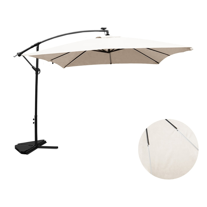 Parasol Néon LED déporté 3x3m écru DAVAGNA