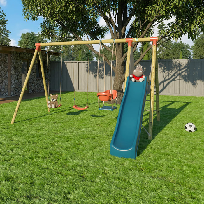 Balançoire en bois 2,30 m Topwood PUNJI 2 - 5 enfants