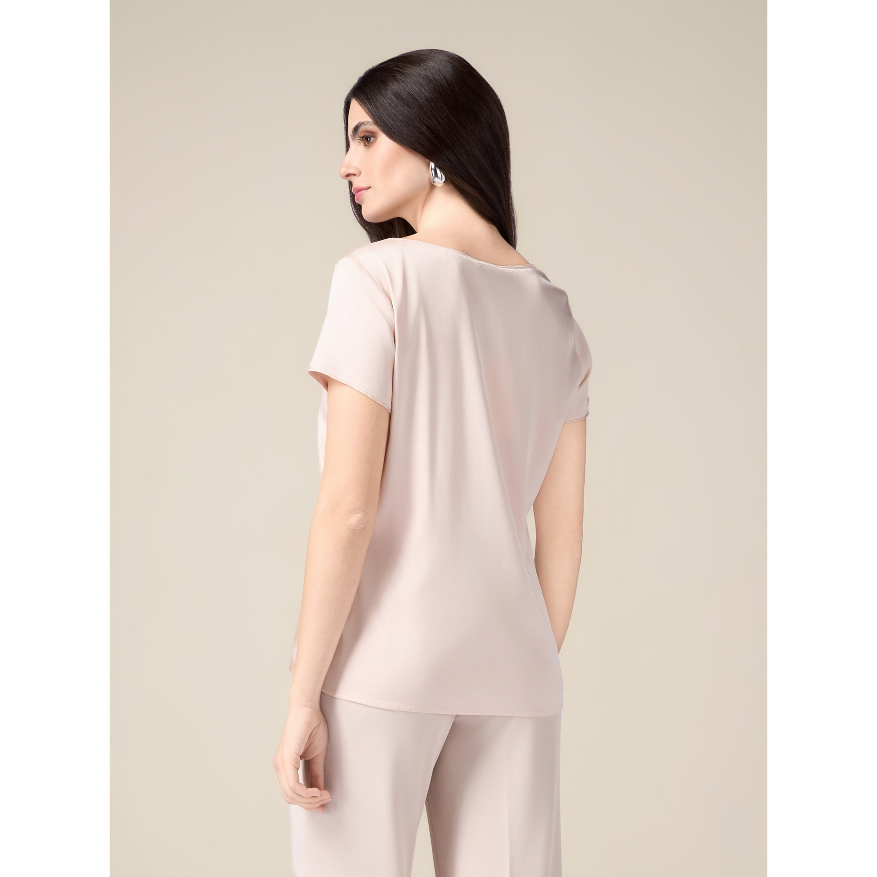 Oltre - Blusa in raso misto viscosa - Rosa