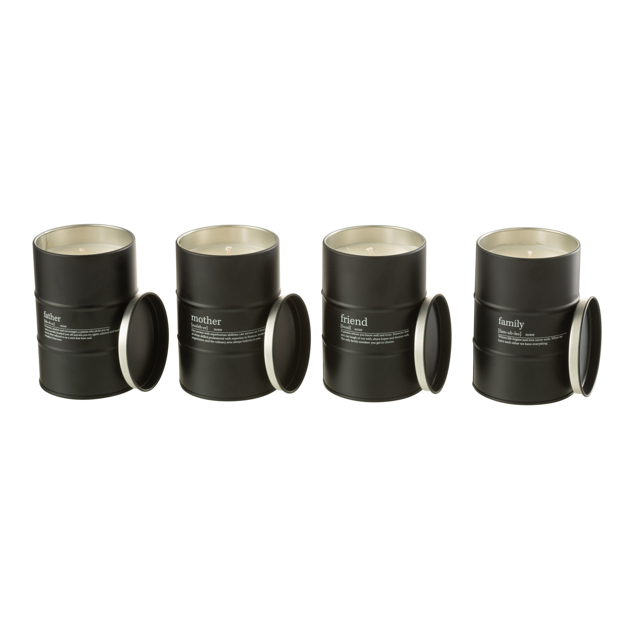 J-Line bougie parfumée Famille EN-FR - Rainbow Reef - noir - 55H - 4 pcs
