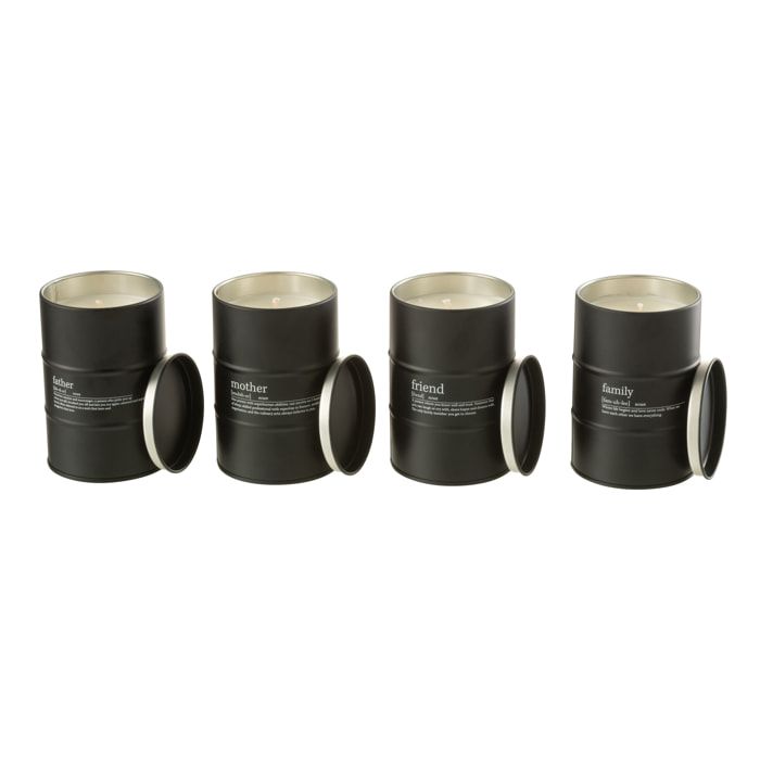 J-Line bougie parfumée Famille EN-FR - Rainbow Reef - noir - 55H - 4 pcs