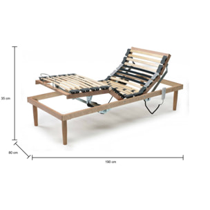 Rete letto singolo Arby, Rete a doghe in legno con motore, 100% Made in Italy, Rete ortopedica reclinabile motorizzata, Cm 80x190h 34