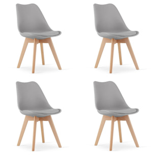 Set di 4 Sedie Mark Grigie con Gambe in Legno di Faggio