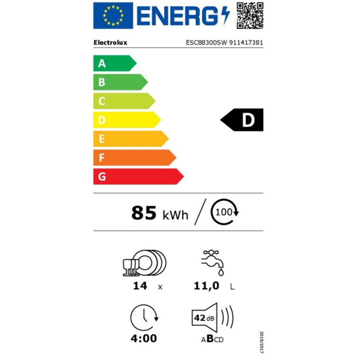 Lave vaisselle 60 cm ELECTROLUX ESC88300SW ComfortLift