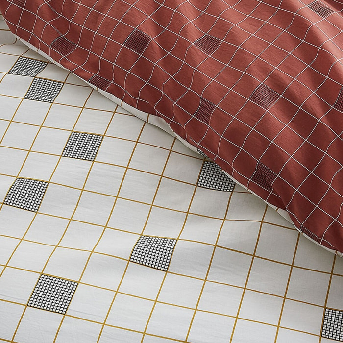 Parure Housse De Couette Réversible. 3pcs 100% coton 57fils Sunshine 4.14