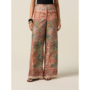 Oltre - Pantaloni palazzo in raso - Beige