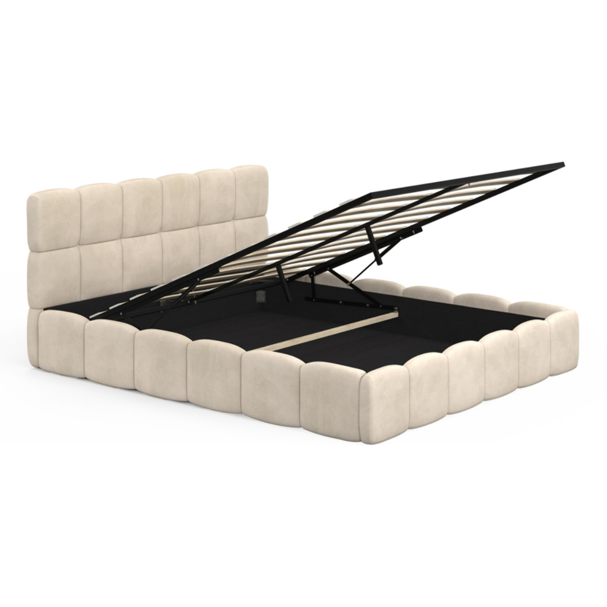 Lit coffre Bubble 160x200cm velours beige