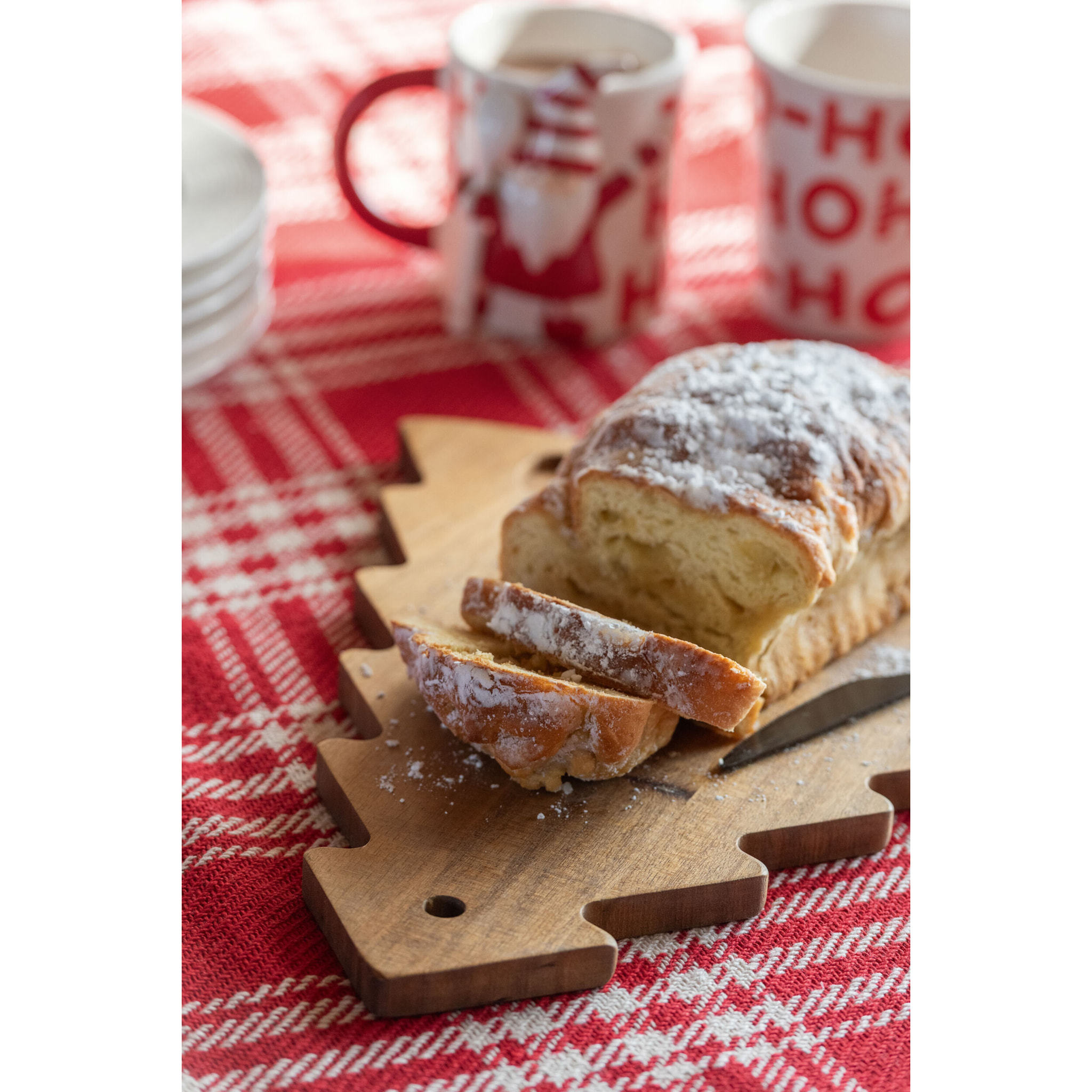 J-Line planche à fromage + couteau Sapin de Noël - bois - naturel