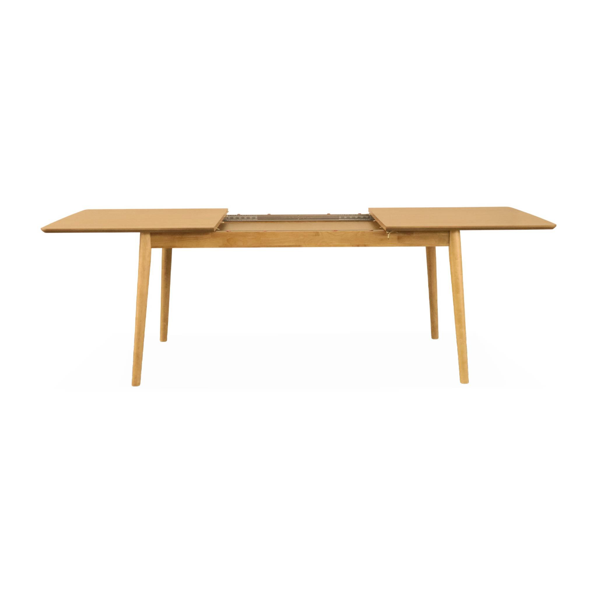 Table à manger extensible naturelle rectangulaire Lina 6 à 8 places. 160 à 210cm