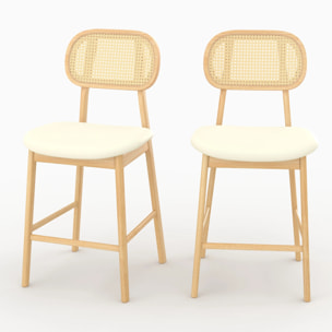Lot de 2 chaises pour îlot central 64,5 cm en tissu beige - Maria