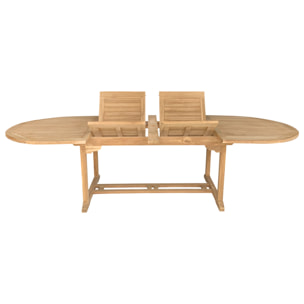 Salon de jardin en teck LOMBOK - table ovale extensible - 10 places