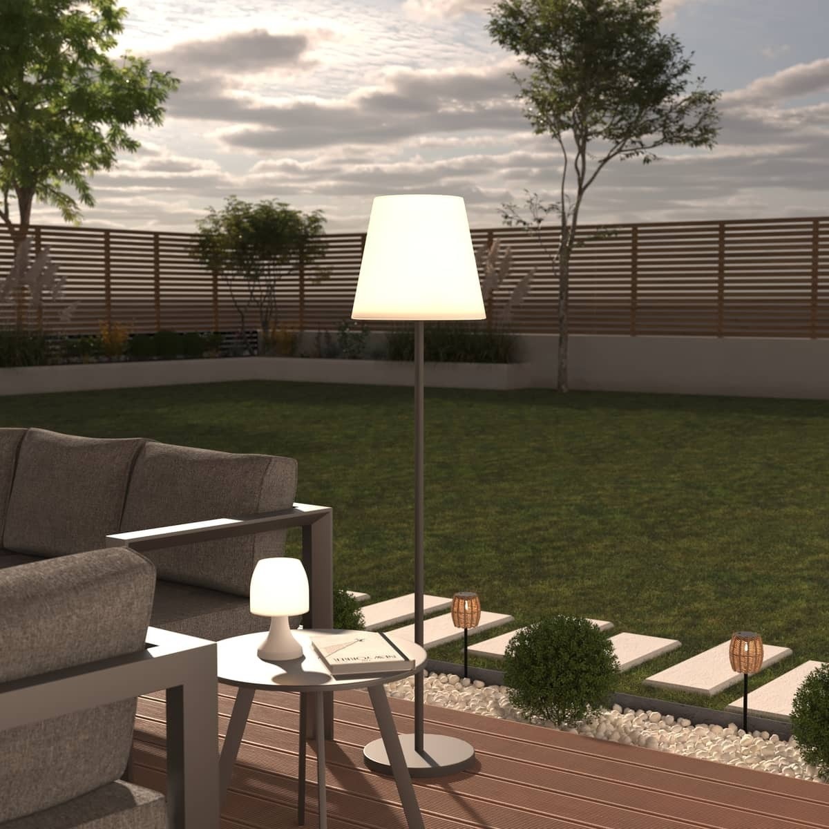 Lampadaire d'extérieur "Rony" métal blanc H150cm