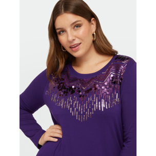 Fiorella Rubino - Camiseta de viscosa LENZING™ ECOVERO™ con bordado - Violeta