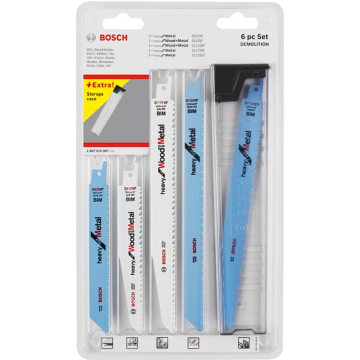 Set de lame BOSCH pour scie sabre - Spécial Démolition + Etui de rangement - 2607010907