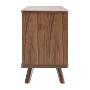 Buffet vintage en bois foncé noyer 2 portes 3 tiroirs L160 cm FIFTIES