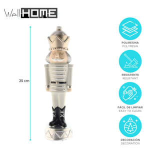 Soldado decorativo de navidad en poliresina dorado de estilo cascanueces h.25cm