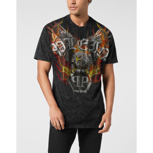 PHILIPP PLEIN Camiseta de cuello redondo y corte kimono EAGLE
