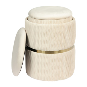 Set di 2 pouf contenitori Milas in velluto crema