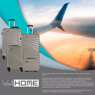 Juego de 3 maletas abs rígidas en plata nude metalizado