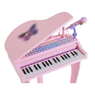 Piano à queue électronique 37 touches multifonctions avec micro haut parleur rose