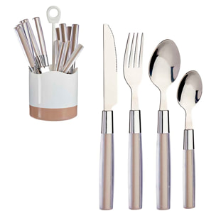 SET 16 COPERTO IN ACCIAIO INOSSIDABILE MANICO PS MARRONE SCURO