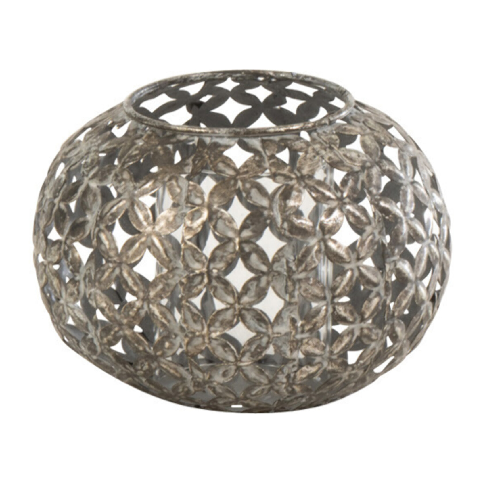 J-Line bougeoir Ajoure Fleur - métal - gris