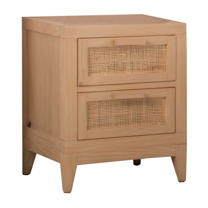 Table de chevet Pandora -bois massif d'acacia, panneau mdf et placage naturel-couleur naturel 42 x 55 x 35 cm