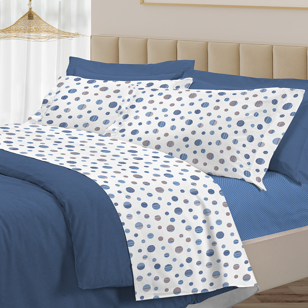 Completo letto dandy blu 100% cotone