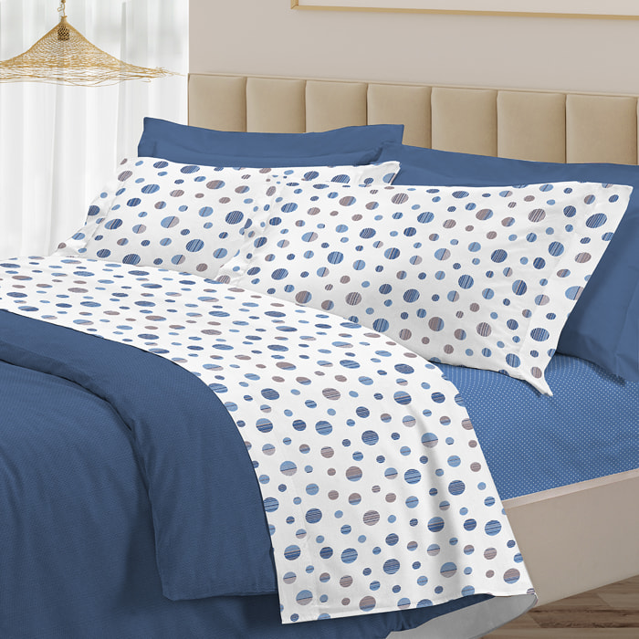 Completo letto dandy blu 100% cotone