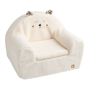 Fauteuil club enfant en sherpa détails léopard
