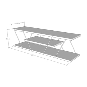 Mobile porta TV Dmustaph, Credenza da soggiorno, Armadio basso per TV, Base parete attrezzata, 120x30h33 cm, Bianco e Nero