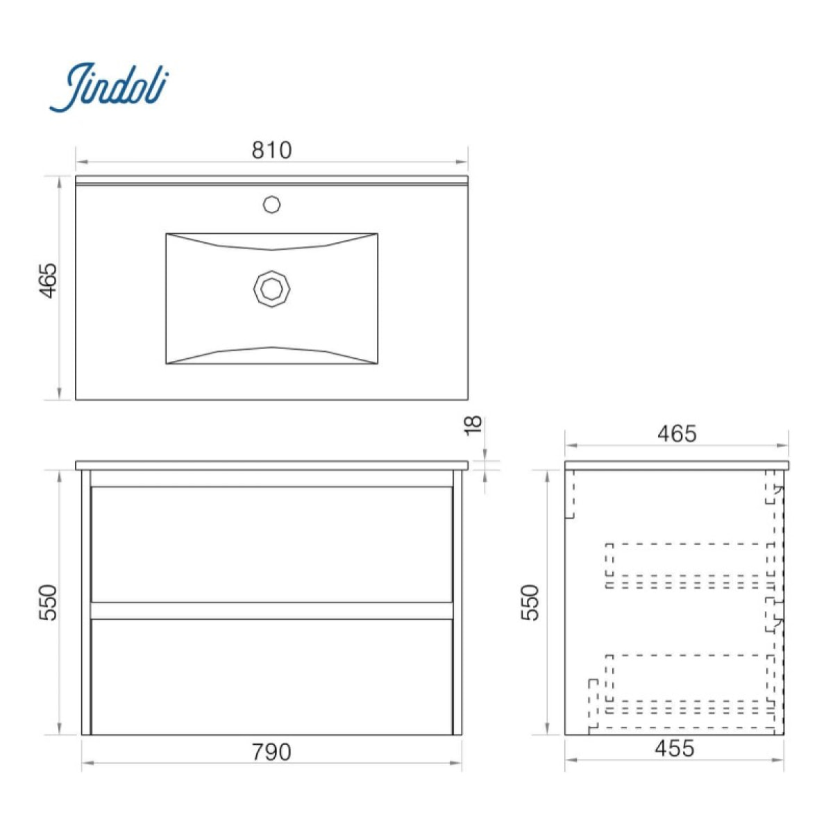 Ensemble de salle de bain 80 cm gris laqué Aquadoli