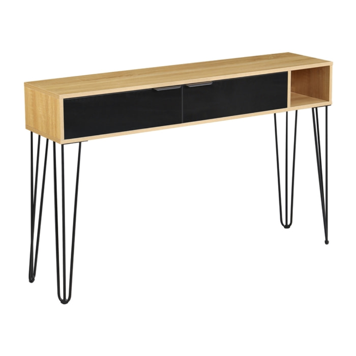 Consolle ingresso moderna in legno rovere e nero 124