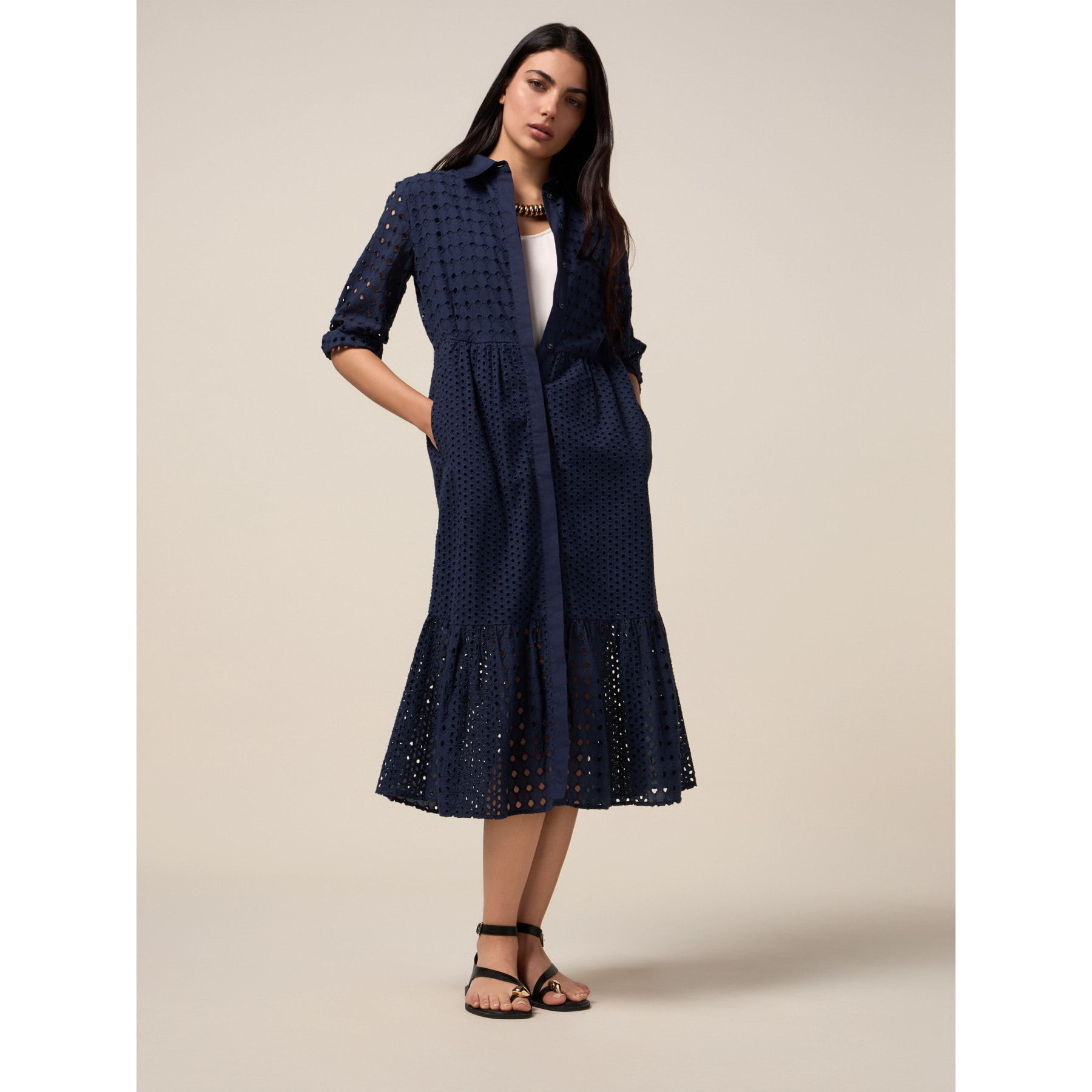 Oltre - Blusa de encaje bordado - Azul