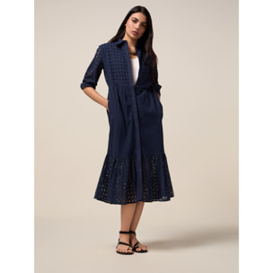 Oltre - Blusa de encaje bordado - Azul