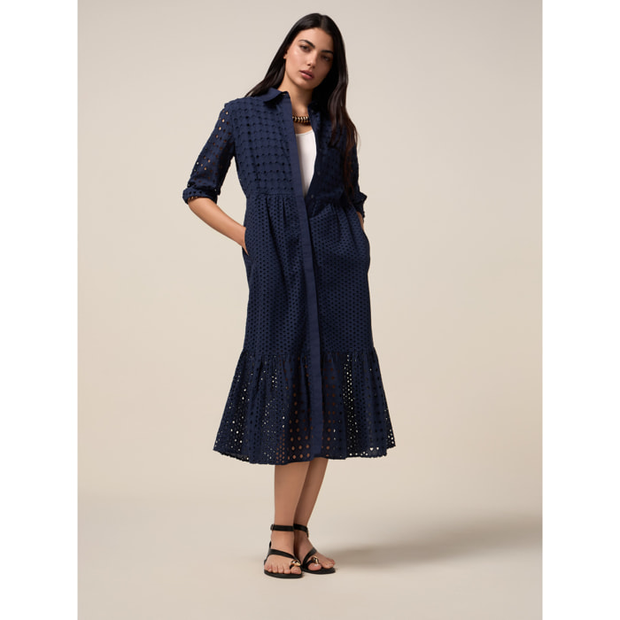 Oltre - Blusa de encaje bordado - Azul