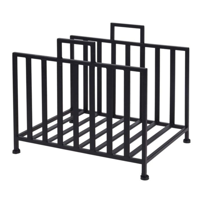 Portalegna in acciaio Dongara 40 cm, supporto legna compatto e moderno nero opaco, organizer per camino e stufa resistente e stabile, design minimal salvaspazio per interno ed esterno coperto