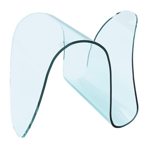 Tavolino Basso Curvato Portariviste Ideale Per Ufficio Sala Aspetto Salotto Soggiorno Sala Pranzo In Vetro Design Moderno, 62x45x41 Cm Trasparente