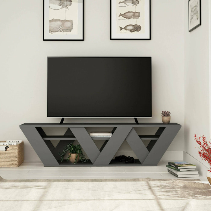 Mobile porta TV Arcobaleno, Credenza da soggiorno, Armadio basso per TV, Base parete attrezzata, 158x30h40 cm, Antracite