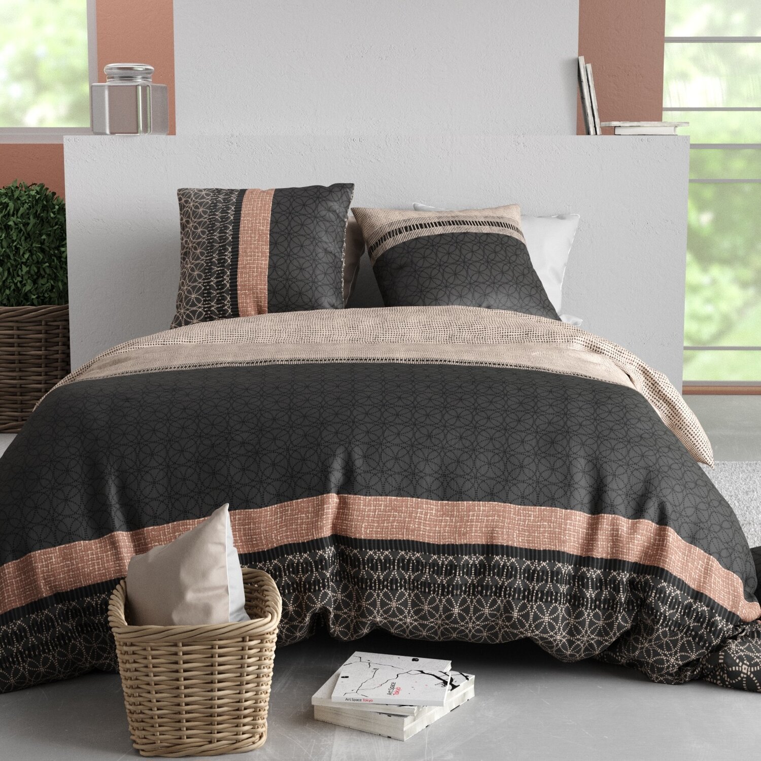 Parure housse de couette imprimé 100% coton - obsi
