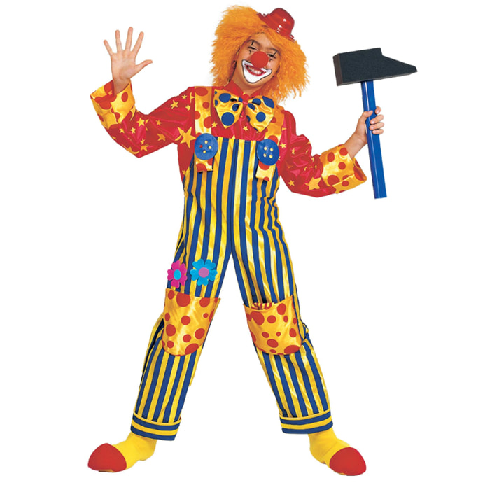 Costume Carnevale Clown Pagliaccio Multicolore Bambino