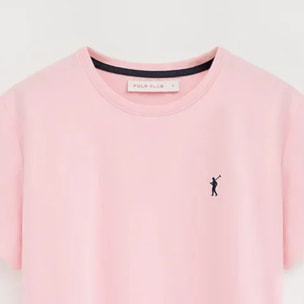 Pack mujer de dos camisetas azul marino y rosa de manga corta y cuello redondo con bordado Rigby Go