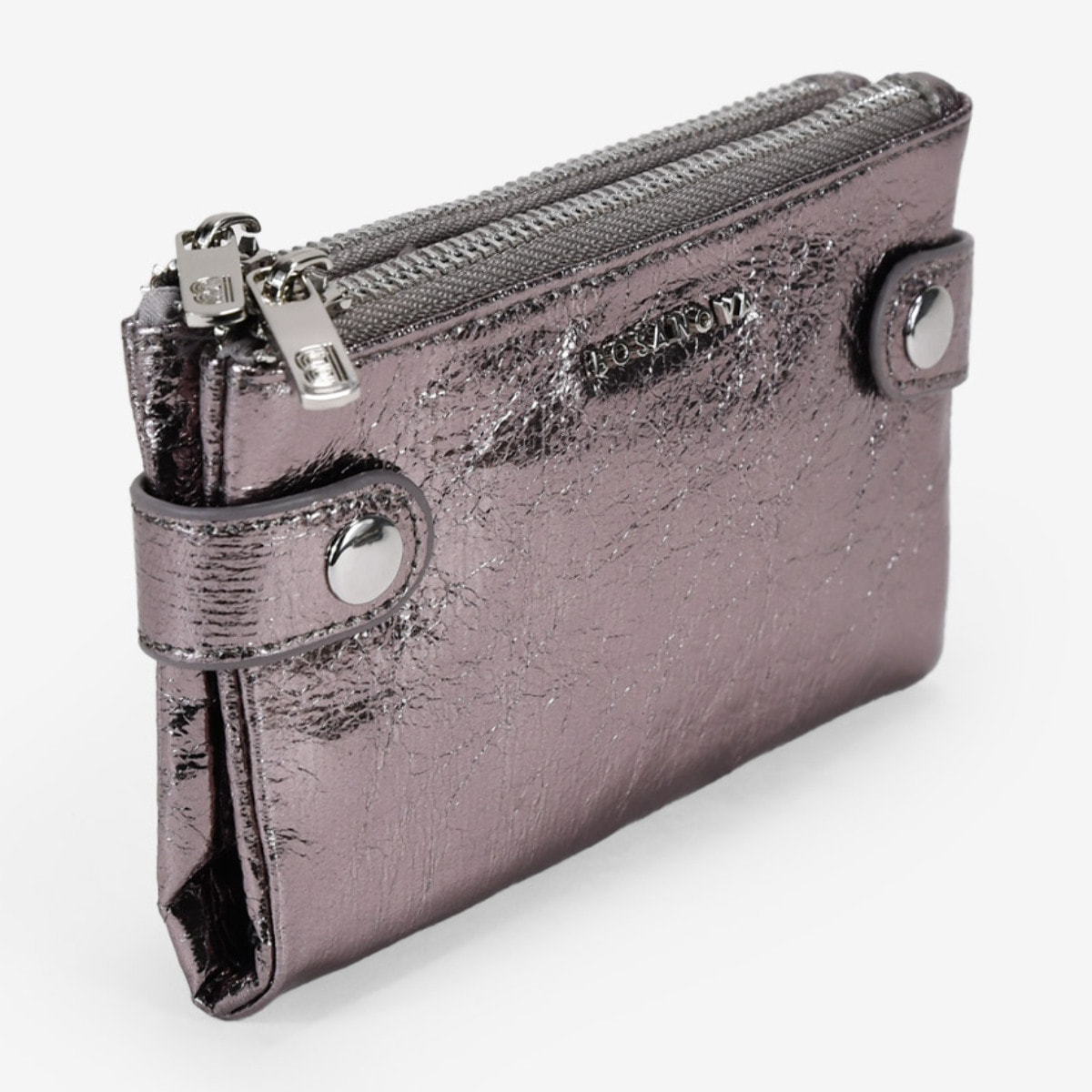 Billetero mediano plomo con doble cremallera