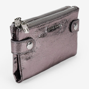Billetero mediano plomo con doble cremallera