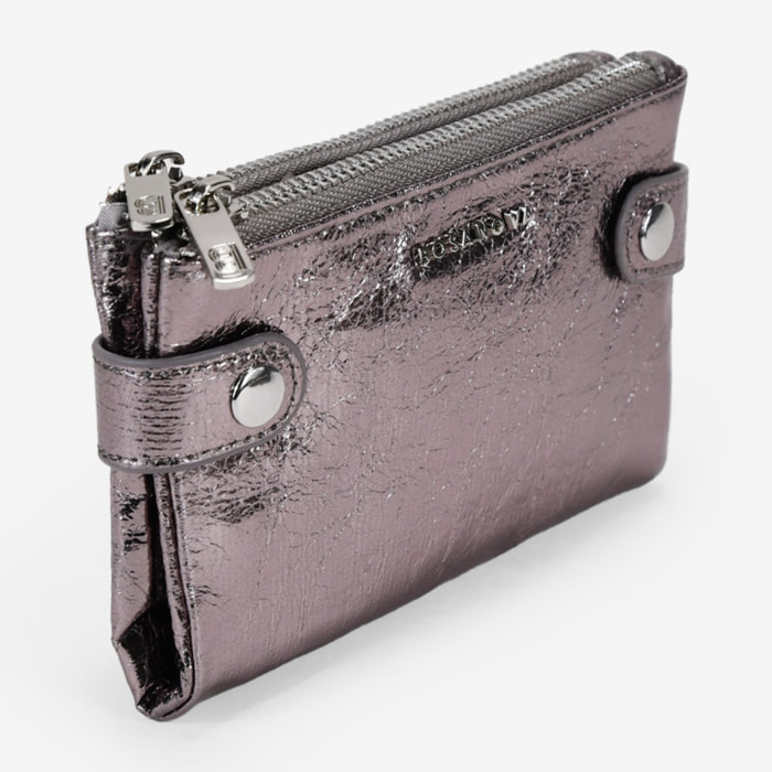 Billetero mediano plomo con doble cremallera