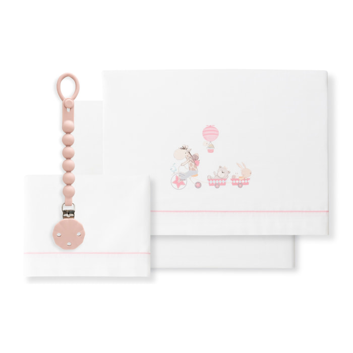 Sábanas Cuna Jirafa Bicicleta & Chupetero