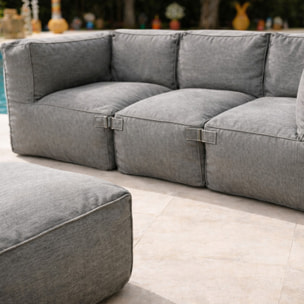 VERONE Salon de jardin modulable 4 places gris en tissu déperlant