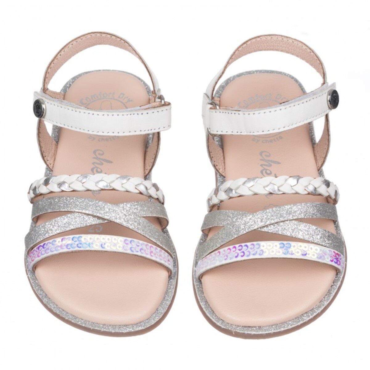 Sandalia en piel con tiras y cierre  velcro