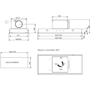 Hotte plafond ROBLIN Plafond INSPIRATION 1000 IN SANS MOTEUR